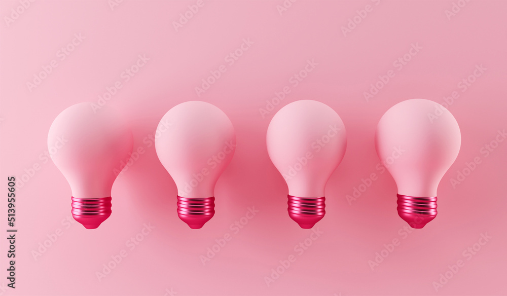 Set of pink bulbs. monochrome background. Concept for creative idea. Light sources, flood light .3d render image . Set of pink bulbs. monochrome background. Concept for creative idea. Light sources, flood light .3d render image .