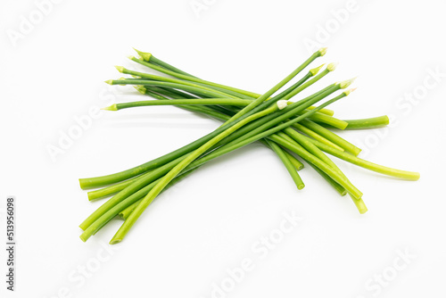 chives or garlic chives isolated on white