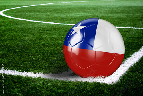 Chile Soccer Ball on Field at Night