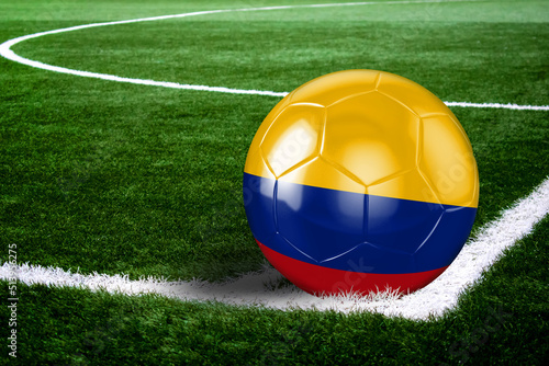 Colombia Soccer Ball on Field at Night