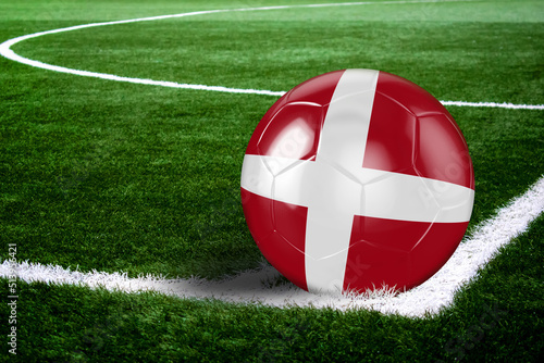Denmark Soccer Ball on Field at Night