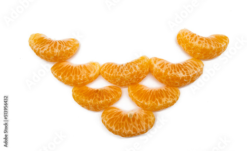 some slices of tangerine isolated on white background,