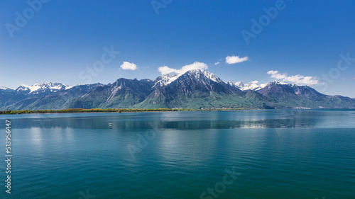 Landscape of Lake Lehmann.  A look at the Evian region of France in Montreux  Switzerland
