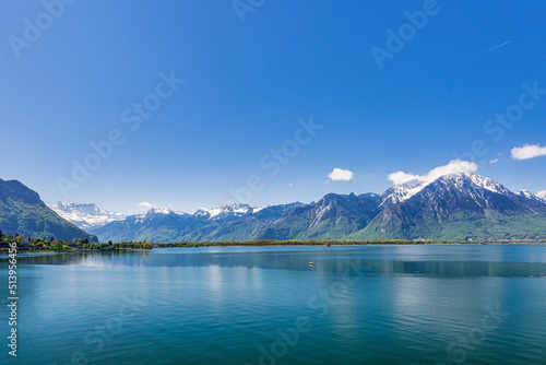 Landscape of Lake Lehmann, Montreux, Switzerland.
