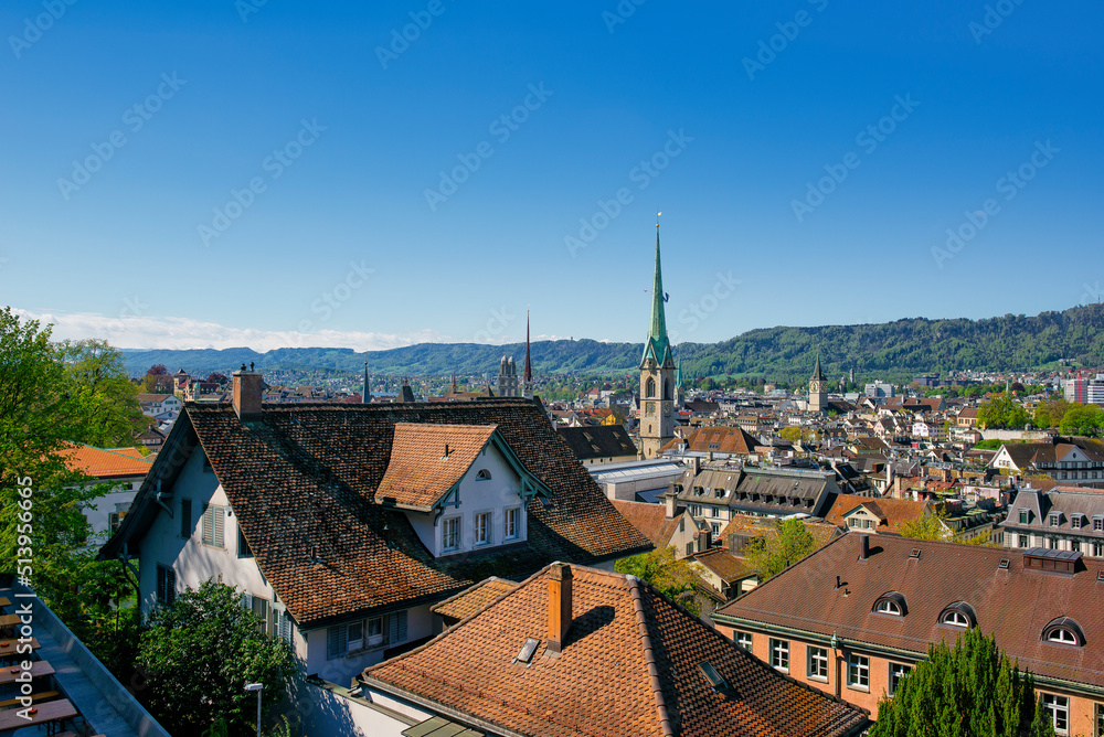 Fraumunster Church and Zurich City Landscape, Switzerland