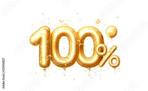 100 Off balloons, discount sale, balloon in the form of a digit, golden confetti. Vector