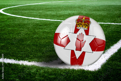 Northern Ireland Soccer Ball on Field at Night
