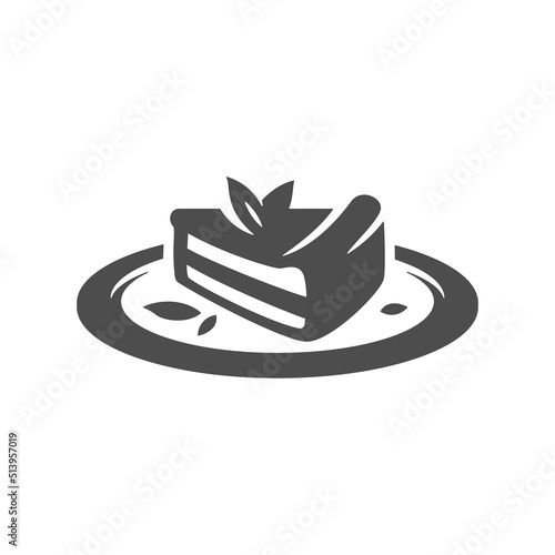 Fresh appetizing cheesecake triangle piece on serving plate vintage icon vector illustration