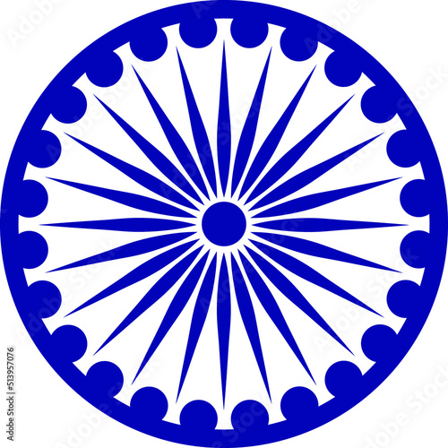 Ashoka Chakra for India - Blue wheel called Ashoka Chakra from flag of India isolated on white background