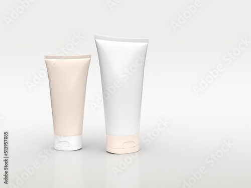 Two facial cleanser packagings mockup on gray background.