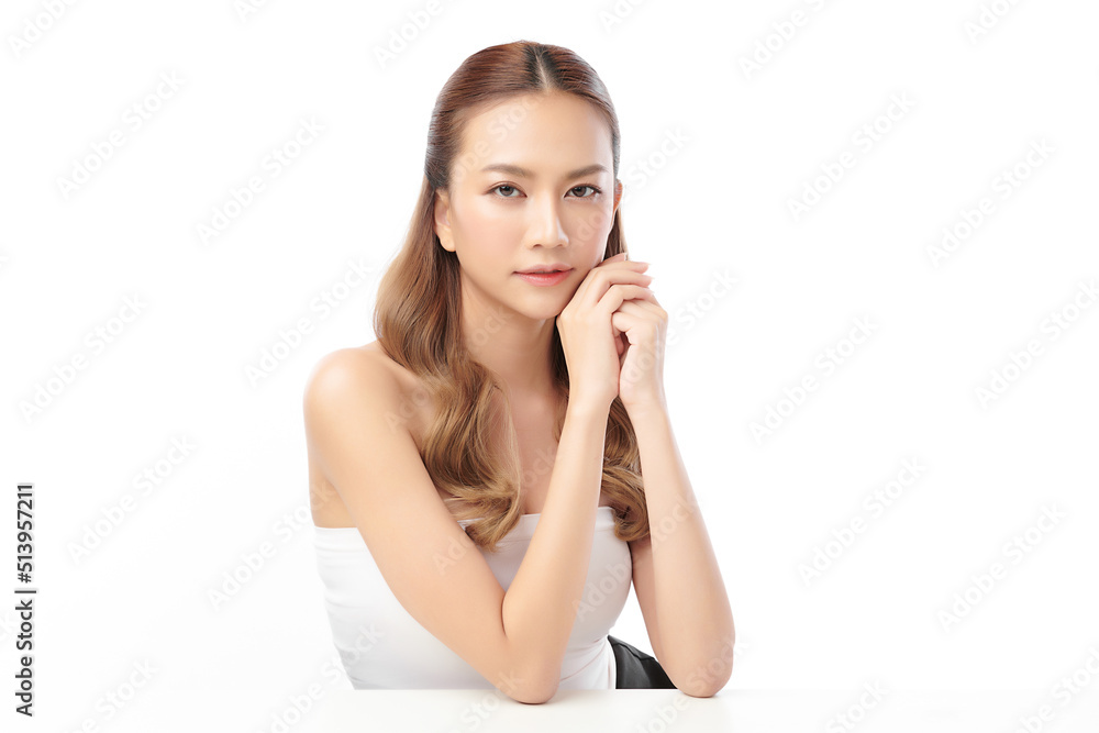 Beautiful young asian woman with clean fresh skin on white background, Face care, Facial treatment, Cosmetology, beauty and spa, Asian women portrait. Beautiful young asian woman with clean fresh skin on white background, Face care, Facial treatment, Cosmetology, beauty and spa, Asian women portrait.