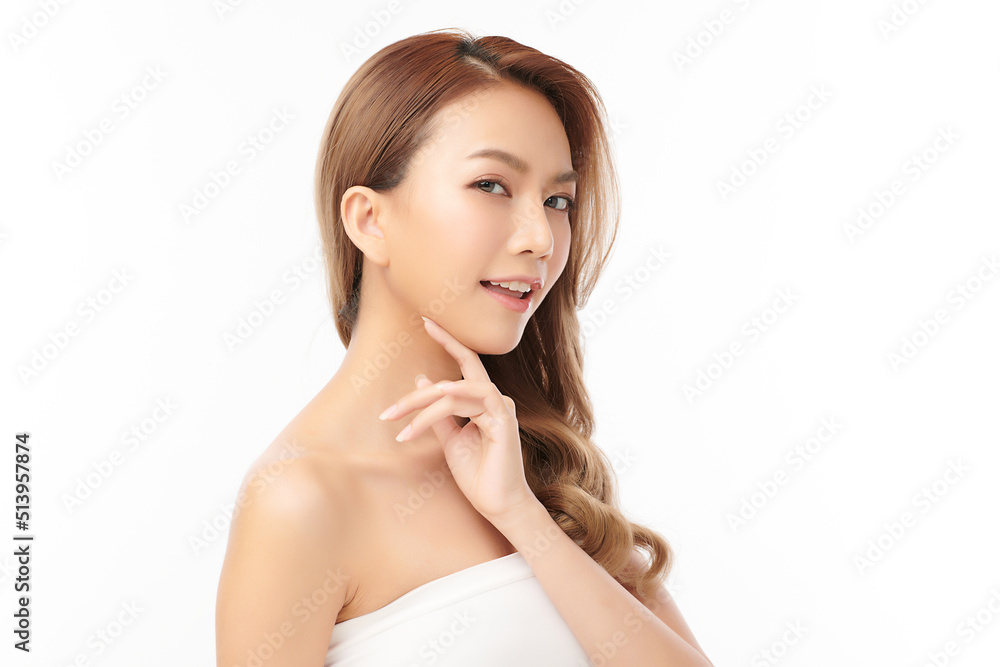 Beautiful young asian woman with clean fresh skin on white background, Face care, Facial treatment, Cosmetology, beauty and spa, Asian women portrait. Beautiful young asian woman with clean fresh skin on white background, Face care, Facial treatment, Cosmetology, beauty and spa, Asian women portrait.