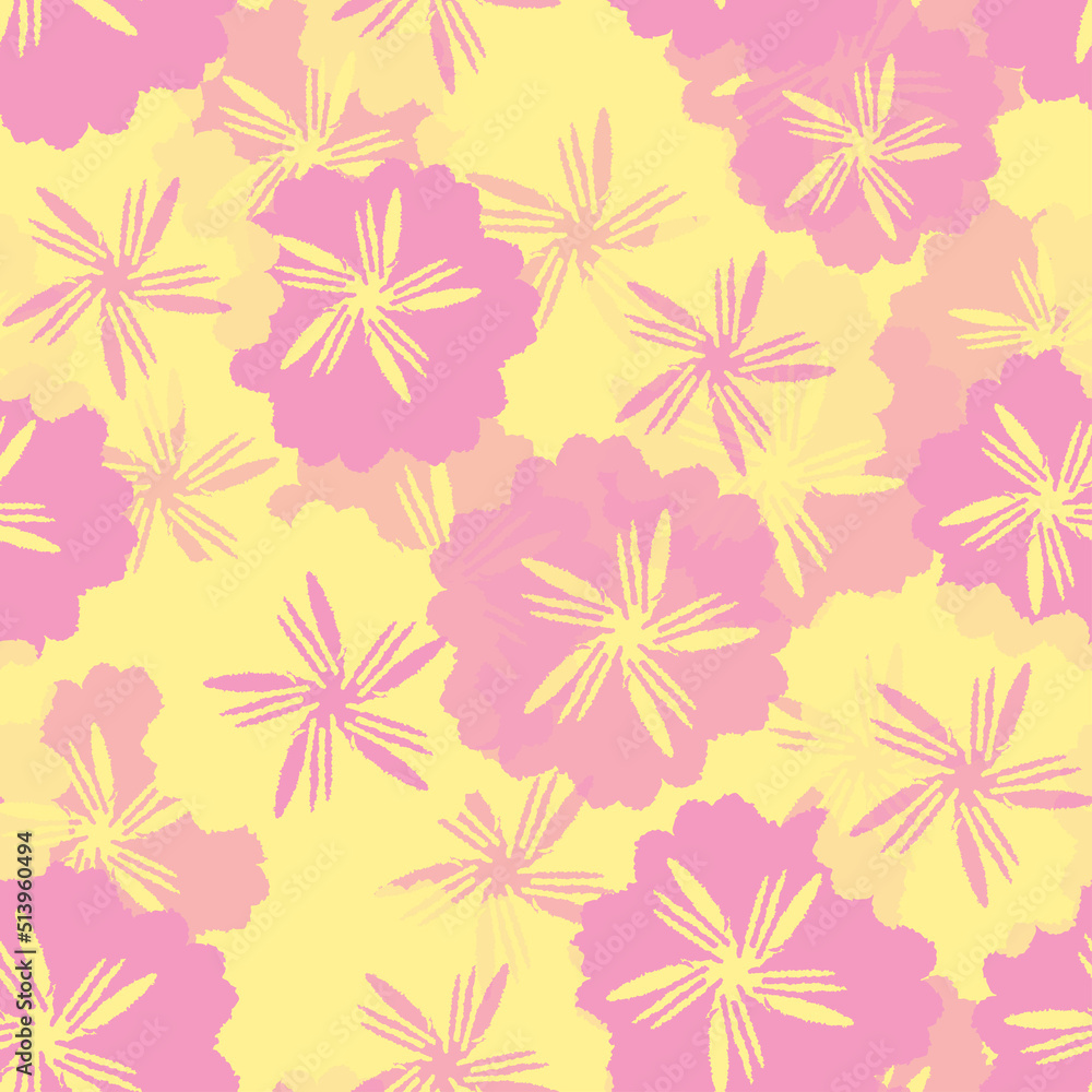 seamless pink and yellow flower pattern background , greeting card or fabric seamless pink and yellow flower pattern background , greeting card or fabric