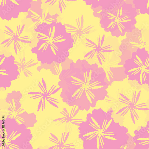 seamless pink and yellow flower pattern  background   greeting card or fabric