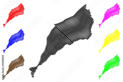 Karaginsky island (Russia, Russian Federation, Kamchatka Krai) map vector illustration, scribble sketch Karaginskiy map