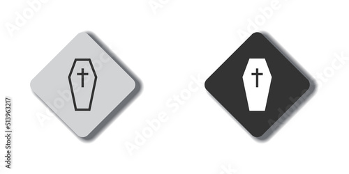 Coffin icon. Flat vector illustration.