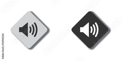 Audio speaker volume icons. Sound logo. Flat vector illustration.