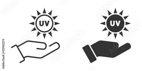 UV radiation icon. Ultraviolet symbol. Vector illustration.