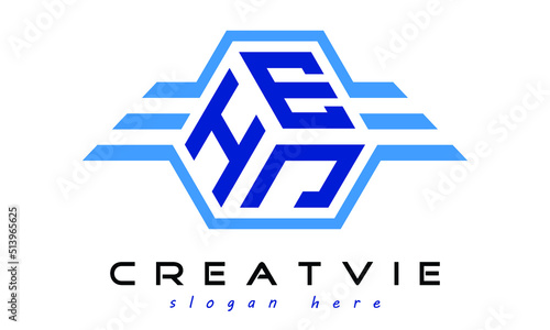 HEJ three letter geometrical wings logo design vector template. wordmark logo | emblem logo | monogram logo | initial letter logo | typography logo | business logo | minimalist logo |