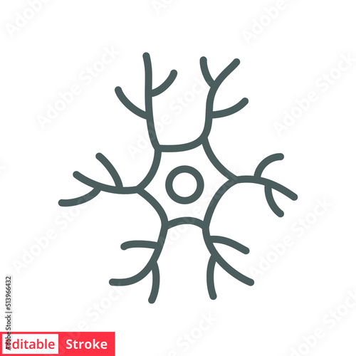 Neuron, nerve line icon. Simple outline style. Brain, neuro cell, health concept. Vector illustration design isolated on white background. Editable stroke EPS 10.