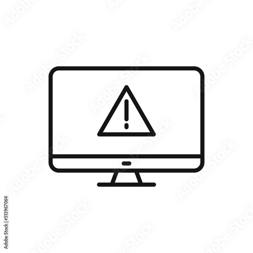 Editable computer warning alert line icon. Vector illustration isolated on white background. using for website or mobile app