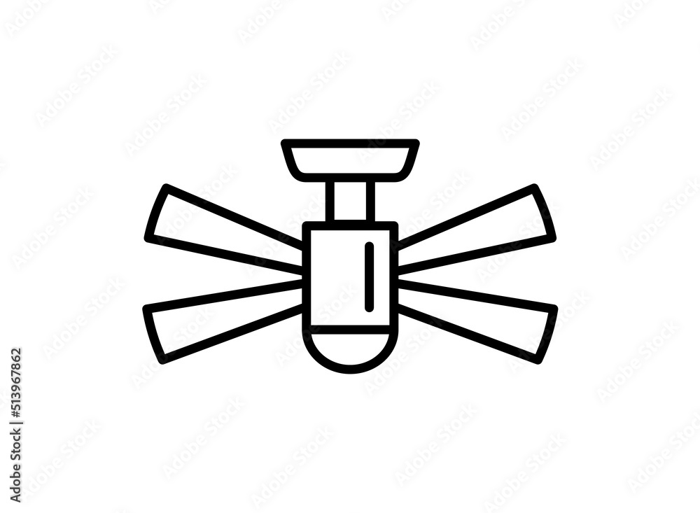 Ceiling fan with light. Vector line icon. Isolated object Ceiling fan with light. Vector line icon. Isolated object