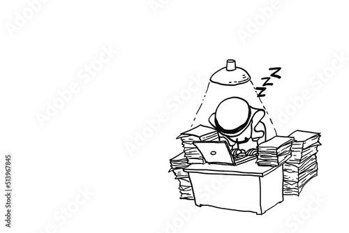 Arab man fell asleep when working overnight. Cartoon vector illustration design.