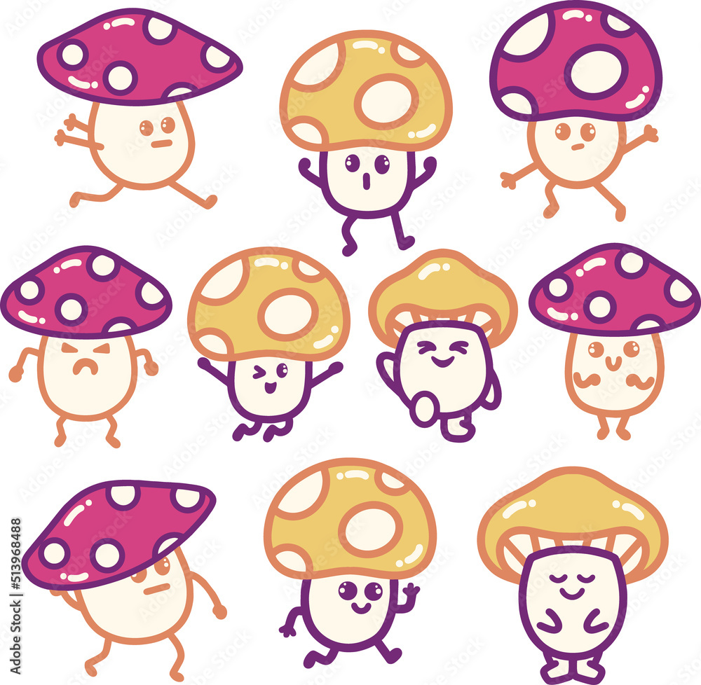 Mushroom Cartoon Character Pack