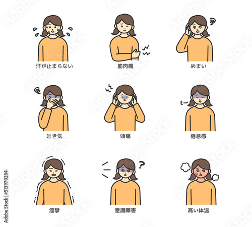熱中症の症状のイラスト素材