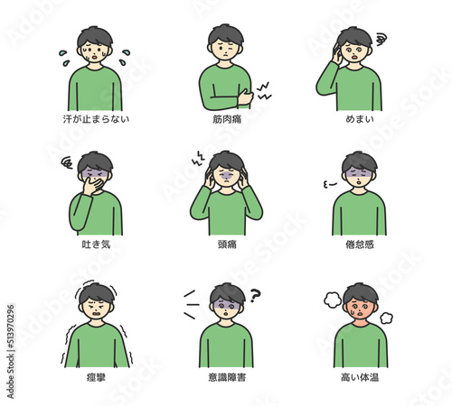 熱中症の症状のイラスト素材