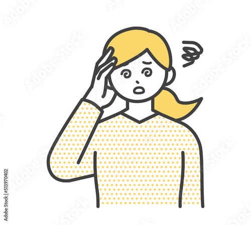 立ち眩みする女性のイラスト素材