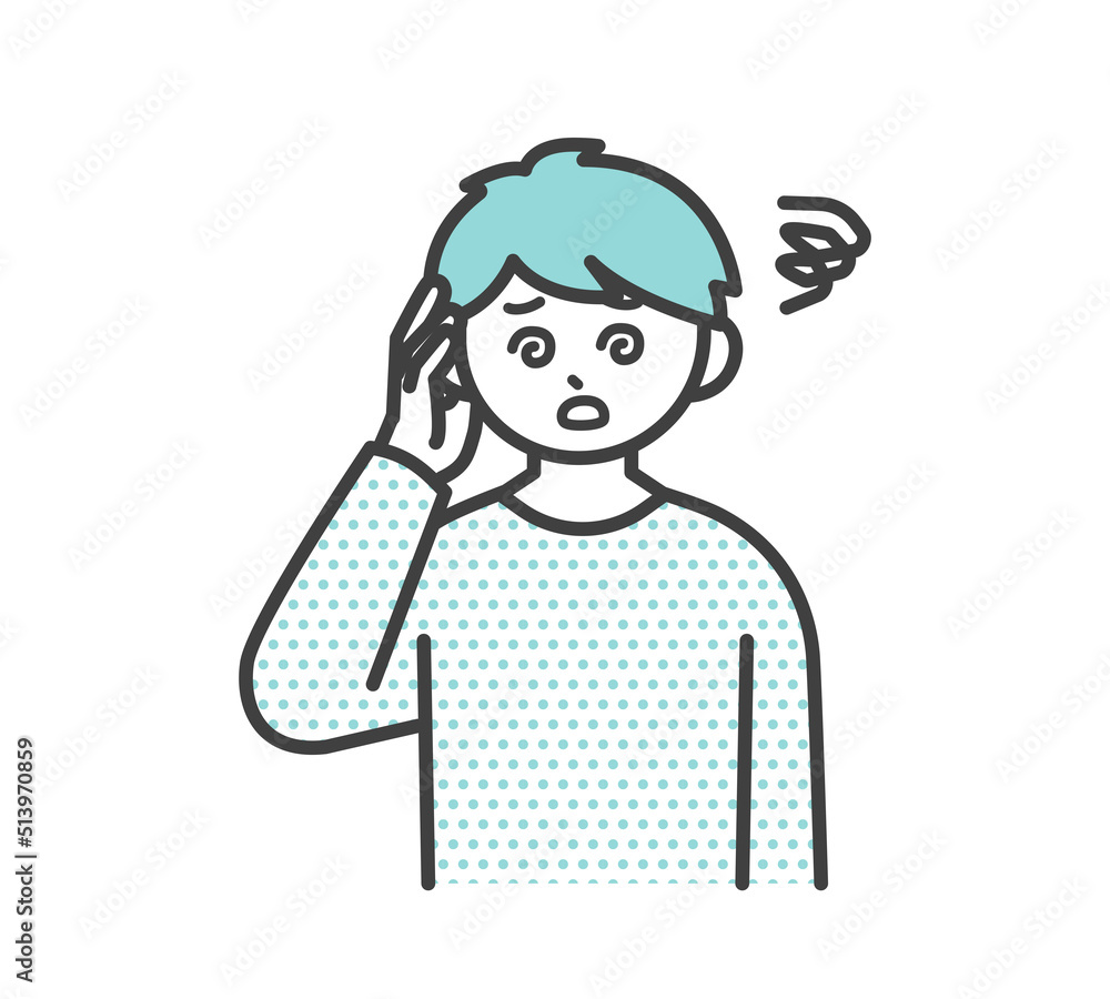 立ち眩みする男の子のイラスト素材 立ち眩みする男の子のイラスト素材