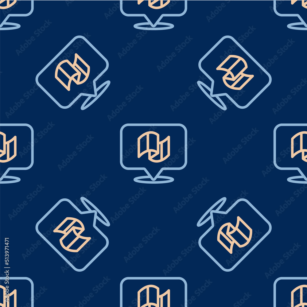 Line Flag Italy icon isolated seamless pattern on blue background. Vector