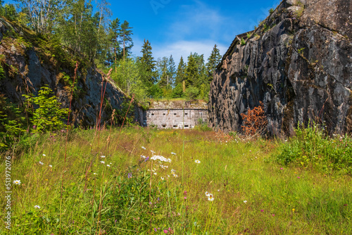 Moat in Vaberget Fortress in sweden that are blasted into the mountain