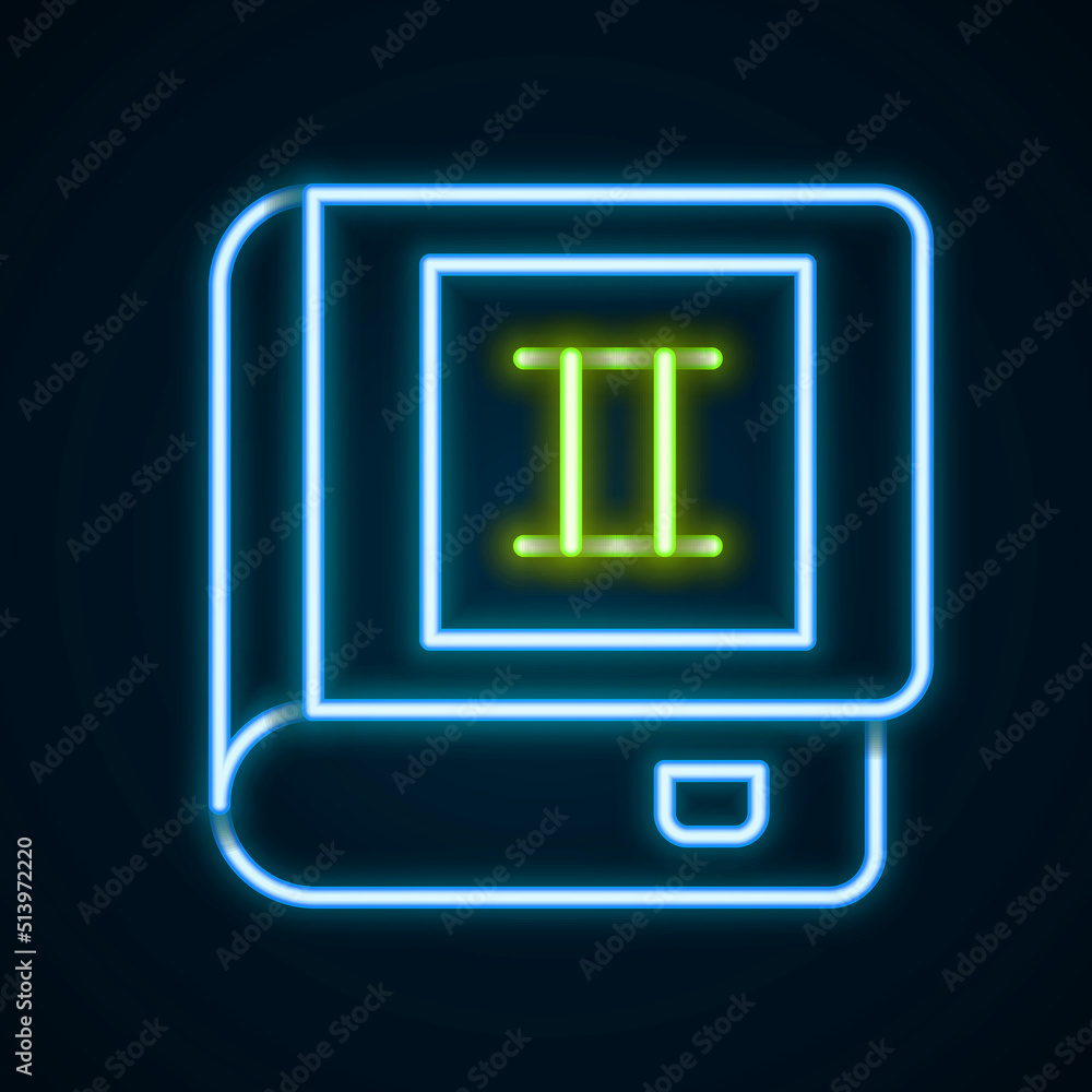 Glowing neon line Book icon isolated on black background. Second volume. Colorful outline concept. Vector Glowing neon line Book icon isolated on black background. Second volume. Colorful outline concept. Vector