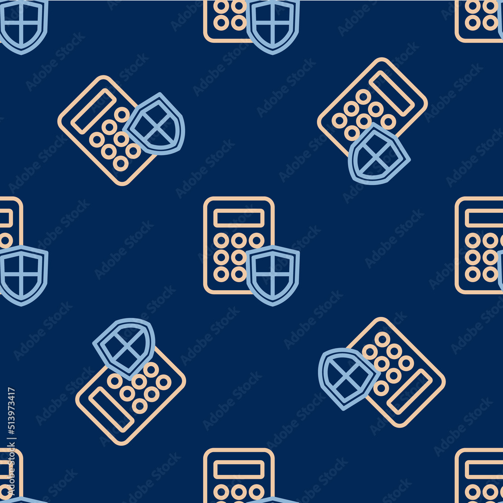 Line Security system control panel with display icon isolated seamless pattern on blue background. Keypad of security system for entering inside. Vector Line Security system control panel with display icon isolated seamless pattern on blue background. Keypad of security system for entering inside. Vector