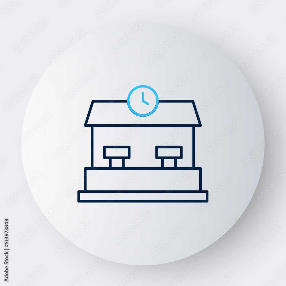 Line Railway station icon isolated on white background. Colorful outline concept. Vector Line Railway station icon isolated on white background. Colorful outline concept. Vector