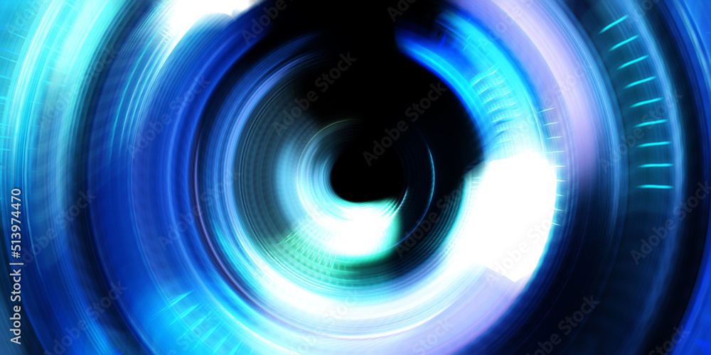 Obraz premium Photography camera concept. Abstract Background. Spinning rays of light. Motion conceptual wallpaper. Graphic digital illustration. Glowing neon rotating lights. Glossy presentation design template.