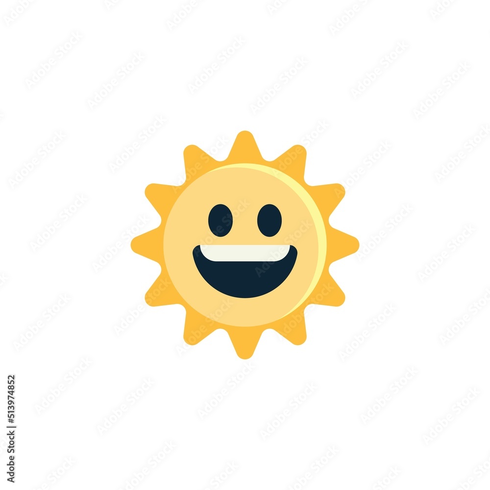 Grinning Sun Face emoticon flat icon