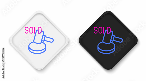 Line Auction hammer icon isolated on white background. Gavel - hammer of judge or auctioneer. Bidding process, deal done. Auction bidding. Colorful outline concept. Vector
