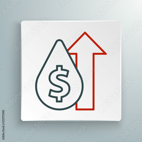 Line Oil price increase icon isolated on white background. Oil industry crisis concept. Colorful outline concept. Vector