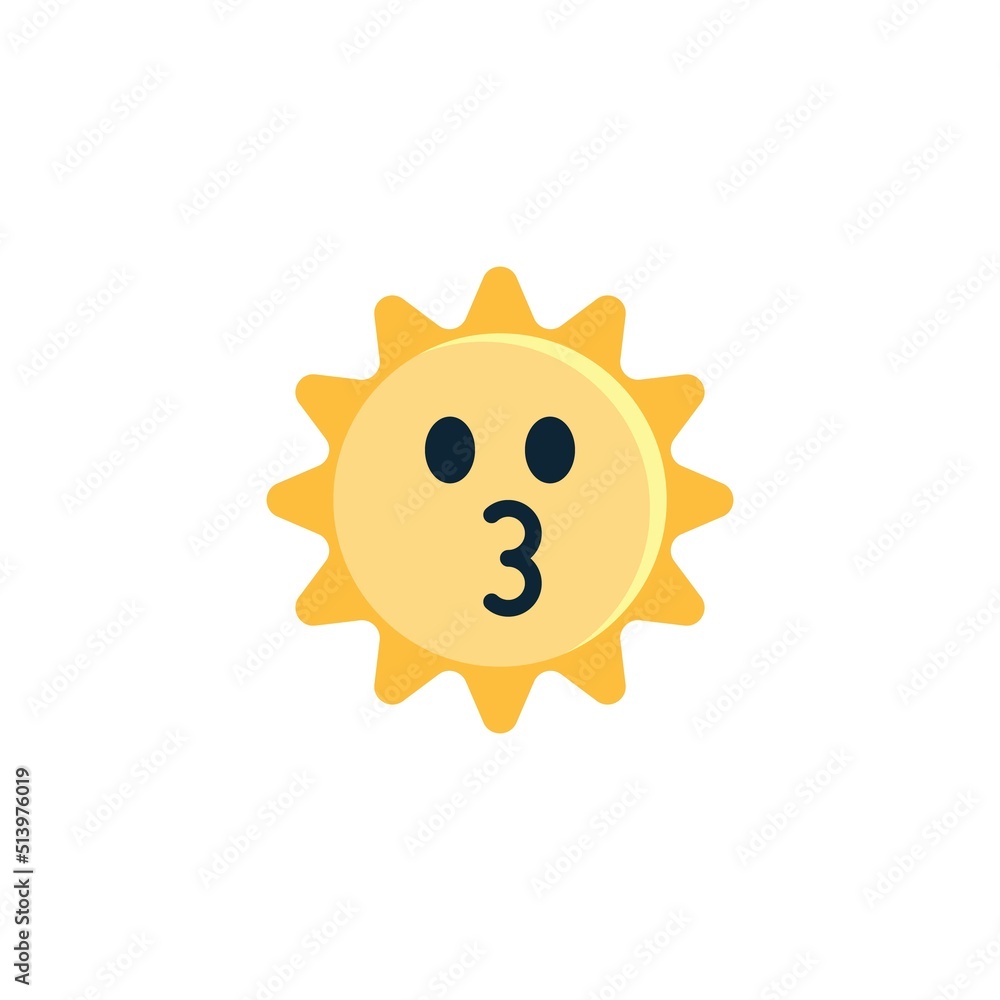 Kissing Sun Face emoji flat icon