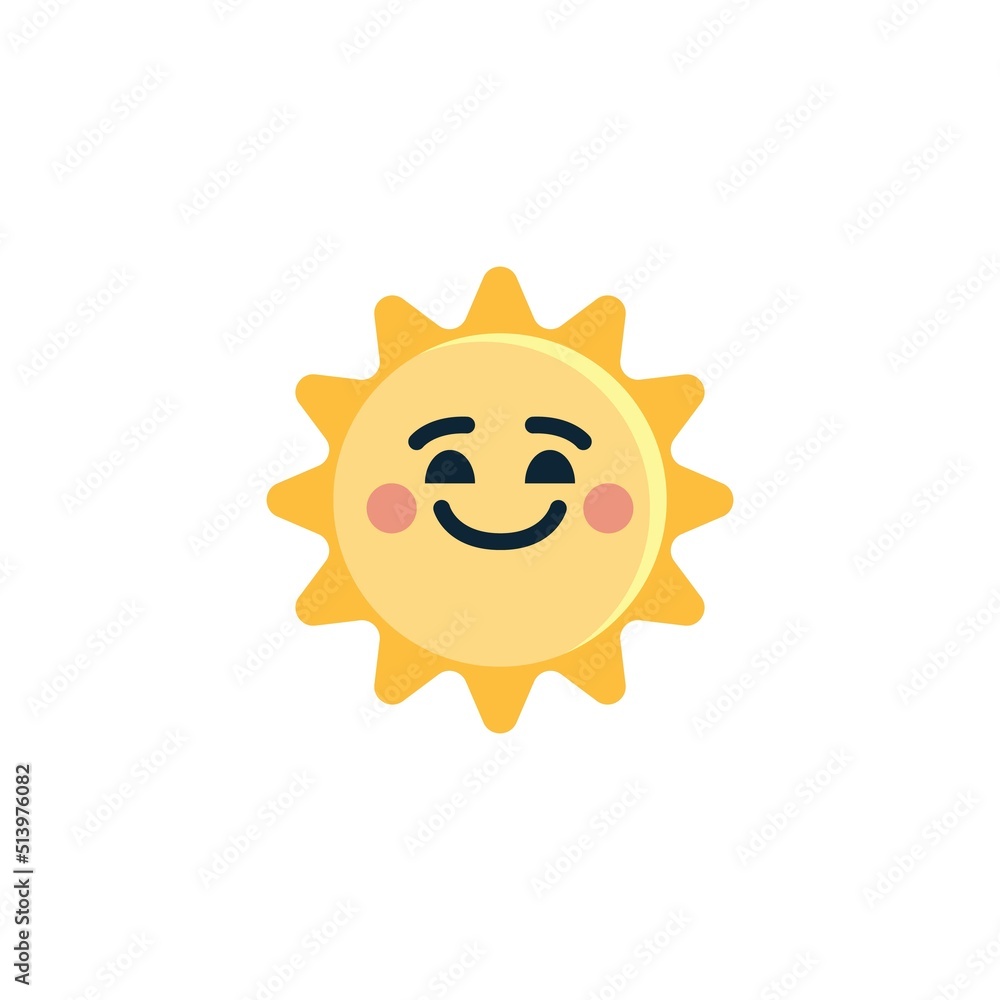 Smiling Sun Face emoji flat icon
