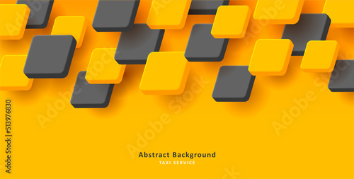 Abstract background for taxi service with yellow and black 3d cubes