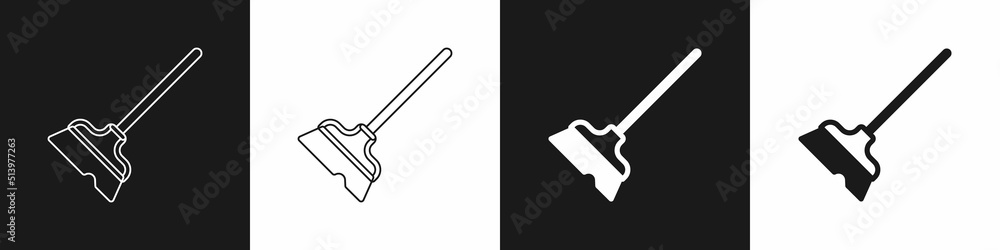 Set Mop icon isolated on black and white background. Cleaning service concept. Vector Set Mop icon isolated on black and white background. Cleaning service concept. Vector
