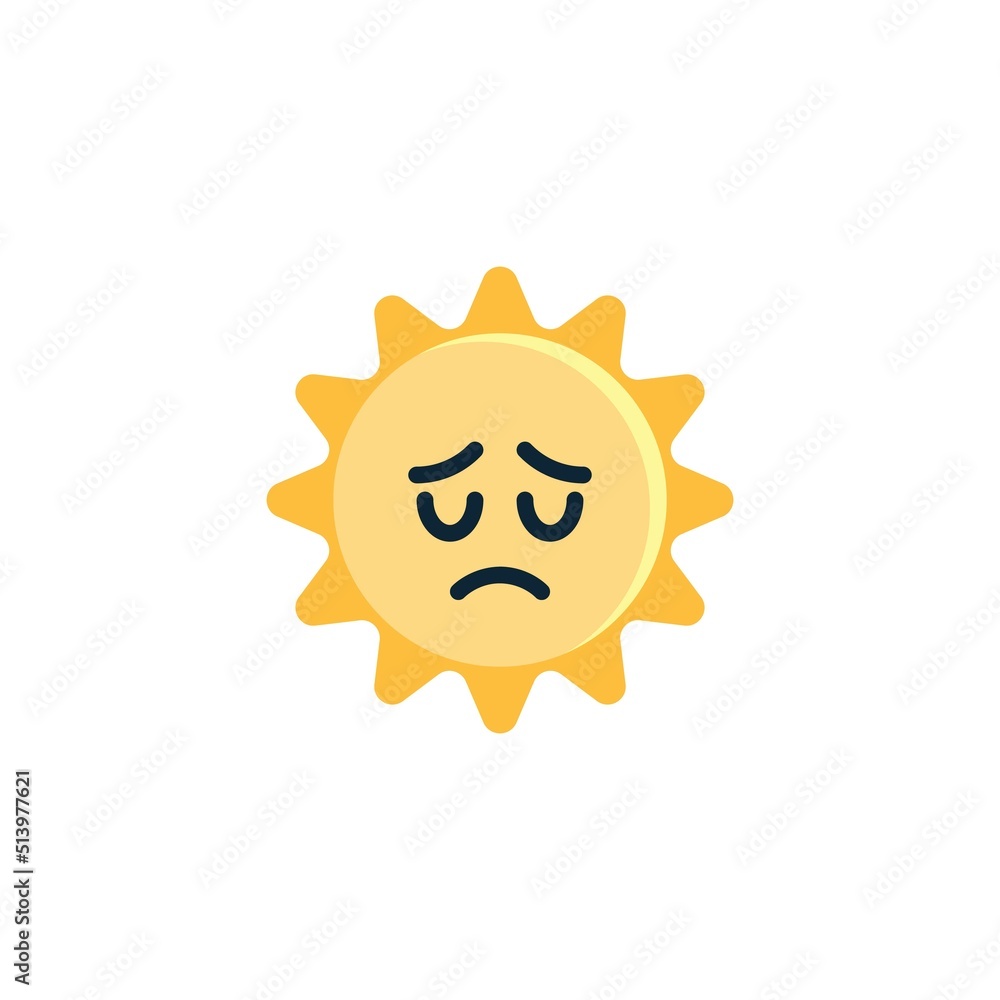 Pensive Sun Face emoji flat icon