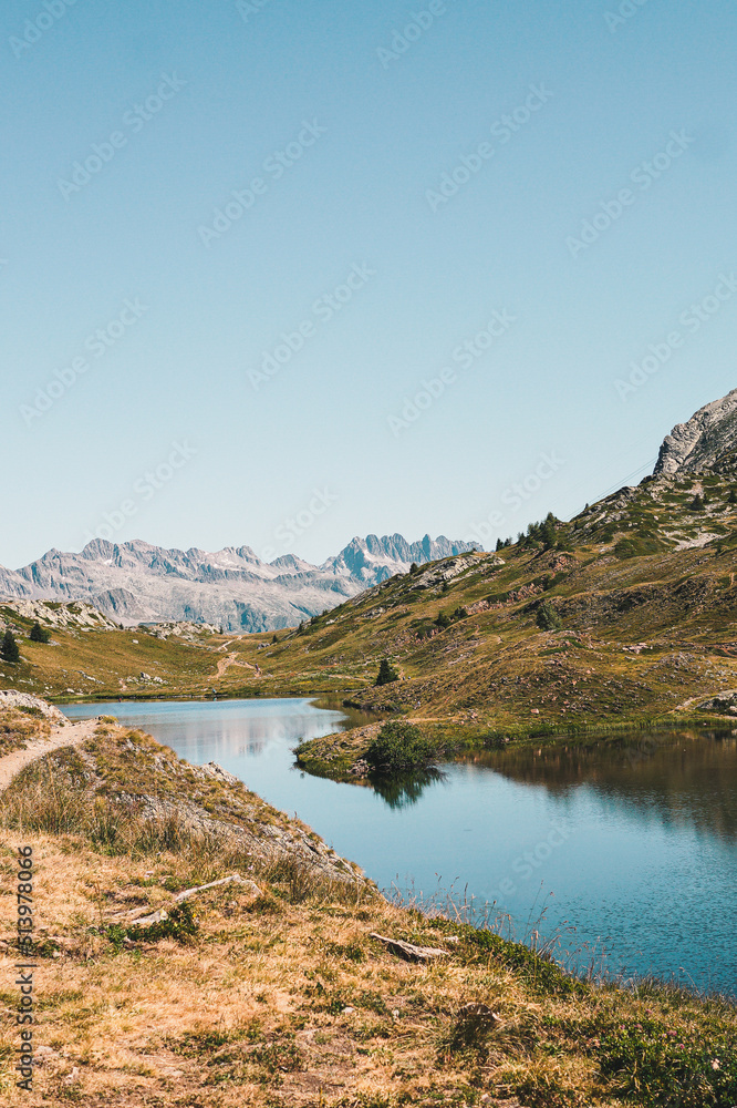 landscape with lake and mountains landscape with lake and mountains