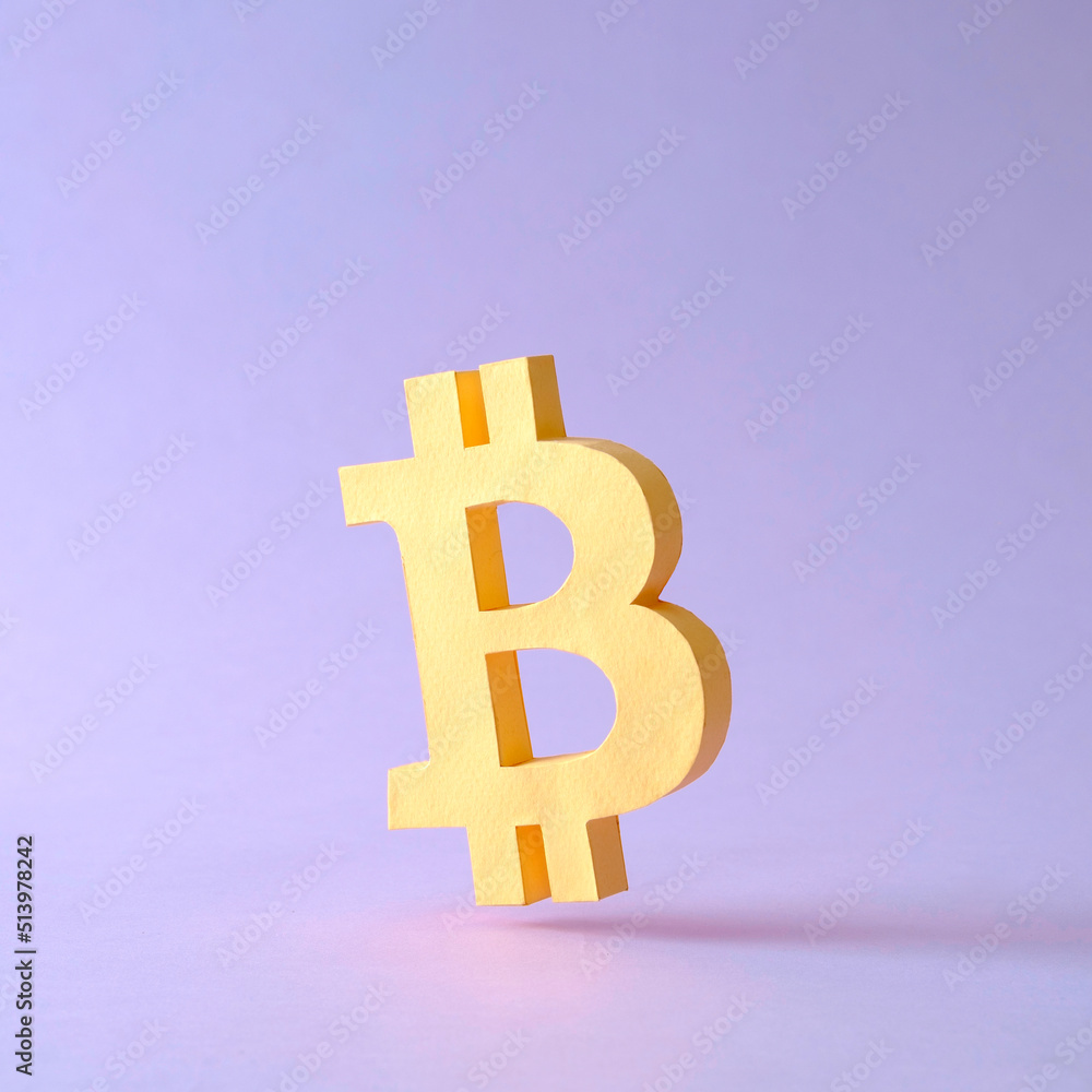 Bitcoin is the virtual cryptocurrency of the Internet and the modern economy and finance in the digital world. Minimal creative concept about success and money risk. Bitcoin is the virtual cryptocurrency of the Internet and the modern economy and finance in the digital world. Minimal creative concept about success and money risk.