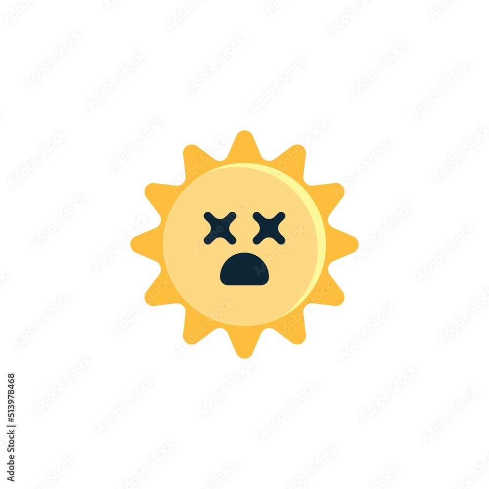 Sun Dizzy Face emoticon flat icon