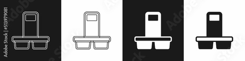 Set Coffee cup to go icon isolated on black and white background. Vector